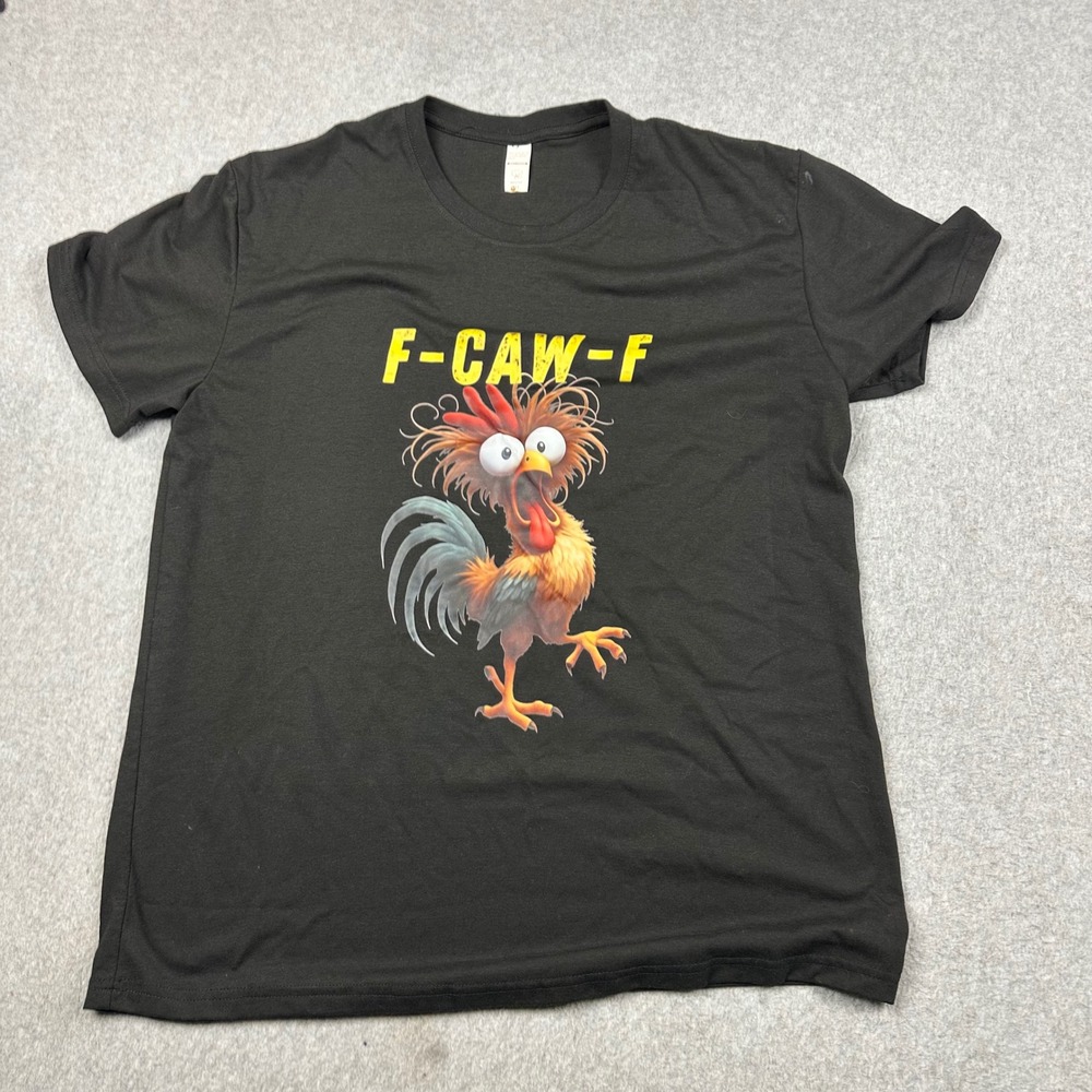 Simple Fashion F-CAW-F Rooster Graphic Tee Black Mens 2XL‎ Funny Chicken Shirt